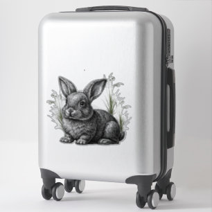 Niedlicher grauer Hase zwischen Gras Aufkleber