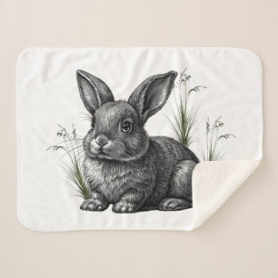 Niedlicher grauer Hase zwischen Gras Sherpadecke