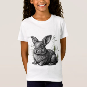 Niedlicher grauer Hase zwischen Gras T-Shirt