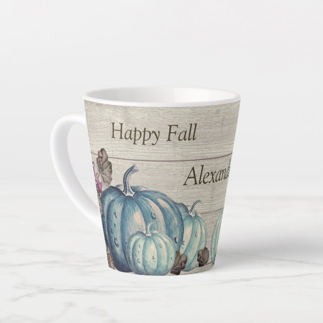Niedlicher grauer Holzherbst Herbst Blaupumpenkaff Milchtasse (Linke Ecke)