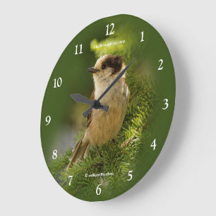 Niedlicher grauer Jay Whiskeyjack Songbird in Tann Große Wanduhr