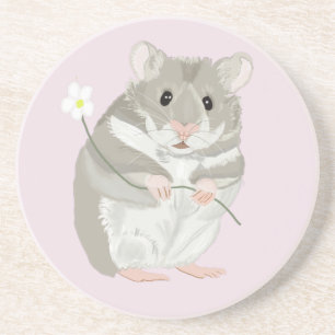 Niedlicher, grauer und weißer Hamster mit einer Bl Getränkeuntersetzer