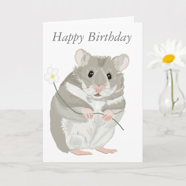 Niedlicher GrauHamster Karte (Kleine Pflanze)
