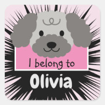 Niedlicher Gray Poodle Buddy mit rosa Personalisie