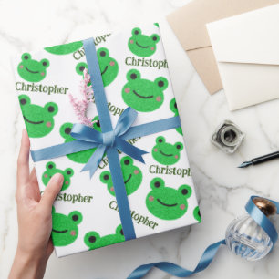 Niedlicher Green Frog Pattern Fun Geschenkpapier