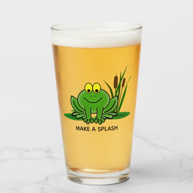 Niedlicher Green Frosch Design Glass Tumbler (Vorne (Gefüllt))