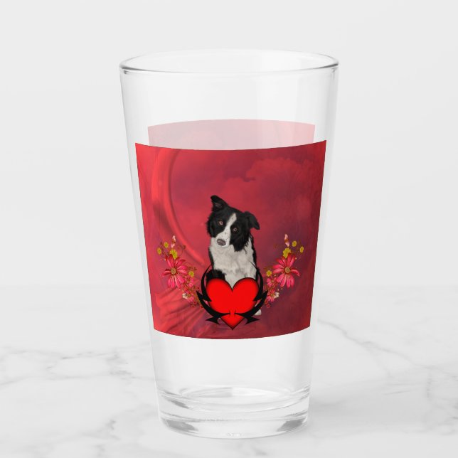 Niedlicher Grenzcollie Glas (Vorderseite)