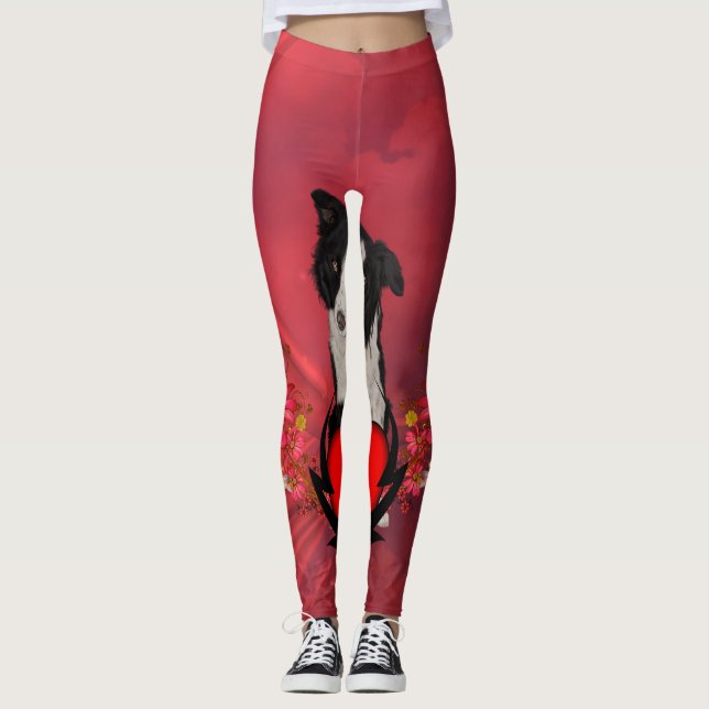 Niedlicher Grenzcollie Leggings (Vorderseite)