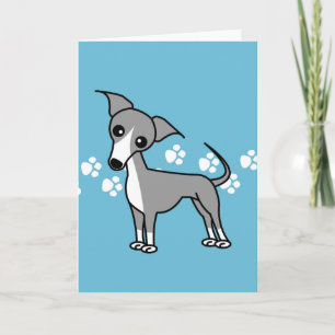 Niedlicher Greyhound Cartoon Blau Feiertagskarte
