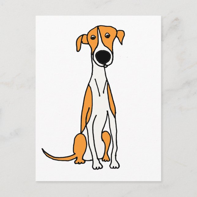 Niedlicher Greyhound Hund Cartoon Original Postkarte (Vorderseite)