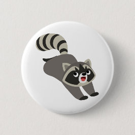 Niedlicher griechischer Cartoon Raccoon Button