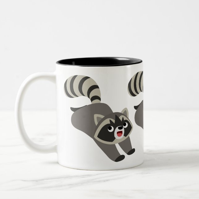 Niedlicher griechischer Cartoon Raccoon Zweifarbige Tasse (Links)