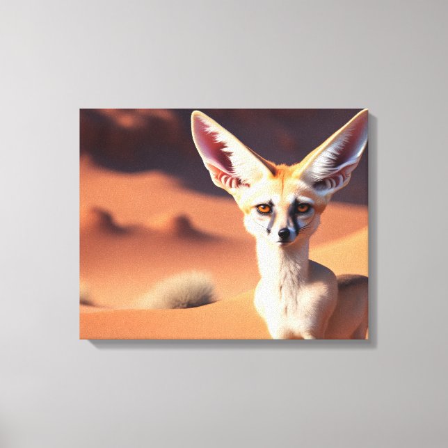 Niedlicher, großartiger Fennec-Fuchs in der Wüste Leinwanddruck (Vorderseite)