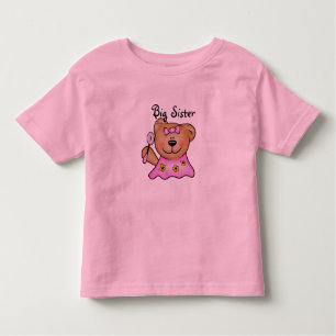 Niedlicher große Schwesterteddy-Bär im Rosa Kleinkind T-shirt