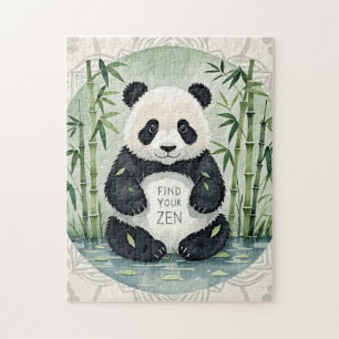 Niedlicher großer Chubby-Panda in einer Lotus-Pose Puzzle