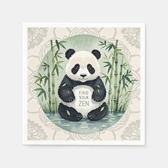 Niedlicher großer Chubby-Panda in einer Lotus-Pose Serviette (Vorderseite)