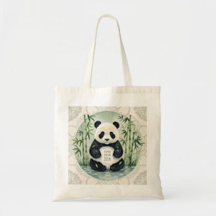 Niedlicher großer Chubby-Panda in einer Lotus-Pose Tragetasche