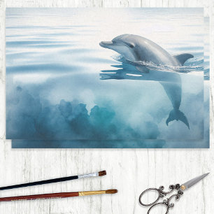 Niedlicher Großer Tümmler Wasserfarben-Decoupage Seidenpapier