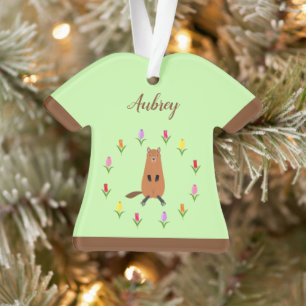 Niedlicher Groundhog und Tulip Blume Individuelle Ornament