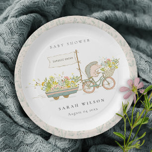Niedlicher Grown Igel Flora Bike Babydusche Pappteller