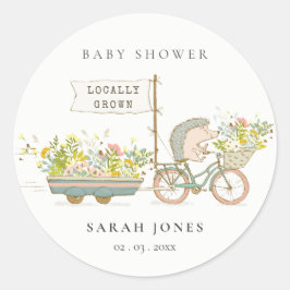 Niedlicher Grown Igel Flora Bike Babydusche Runder Aufkleber