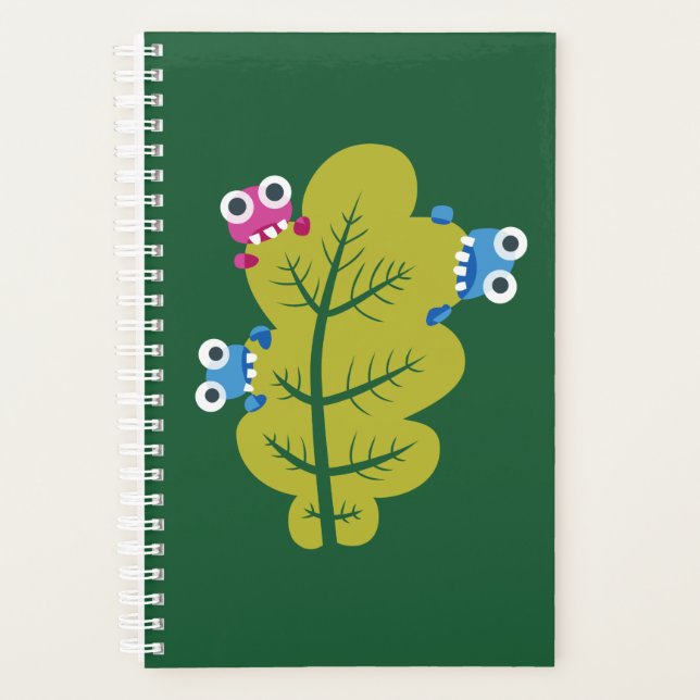 Niedlicher Grüne Leaf Spaß Natur Lover Planer (Vorderseite)