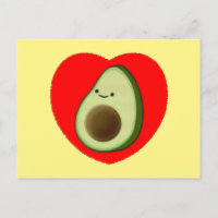 Niedlicher grüner Avocado-Cartoon im roten Herzen