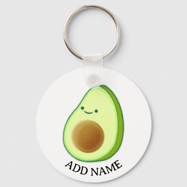 Niedlicher grüner Avocado, der Individuelle Name Z Schlüsselanhänger (Vorderseite)