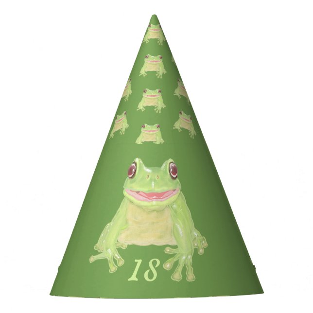 Niedlicher Grüner Baum Frog - 18 transparent. Partyhütchen (Vorderseite)