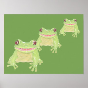 Niedlicher Grüner Baum Frog - 3x transparent. Poster