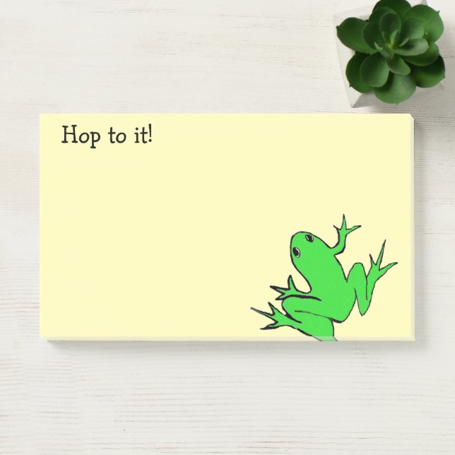 Niedlicher Grüner Baum Frog "Hop to it!" Post-it Klebezettel (Büro)