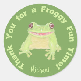 Niedlicher Grüner Baum Frog - Kindergeburtstag vie Runder Aufkleber