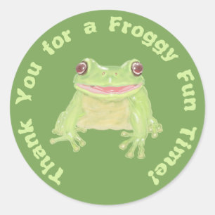 Niedlicher Grüner Baum Frog - Kindergeburtstag vie Runder Aufkleber