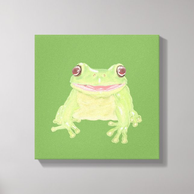 Niedlicher Grüner Baum Frosch - transparent. Leinwanddruck (Vorderseite)