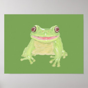 Niedlicher Grüner Baum Frosch - transparent. Poster