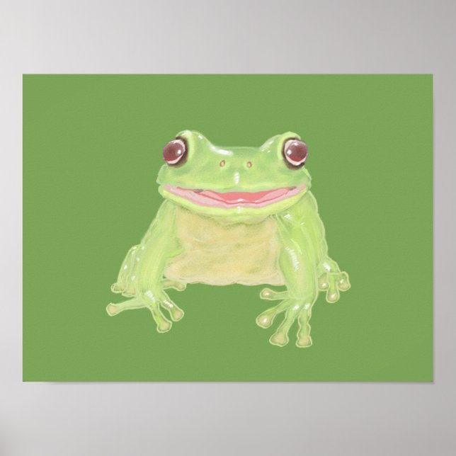 Niedlicher Grüner Baum Frosch - transparent. Poster (Vorne)