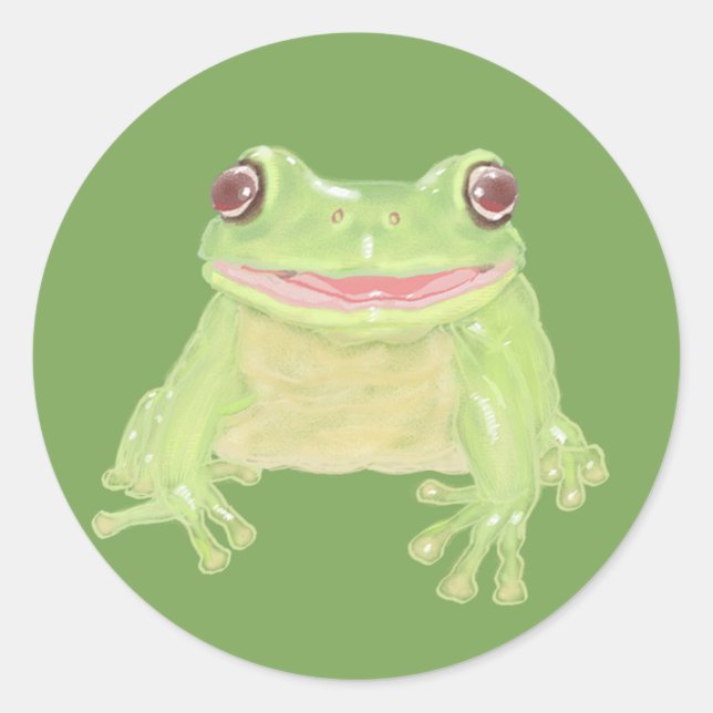 Niedlicher Grüner Baum Frosch - transparent. Runder Aufkleber (Vorderseite)