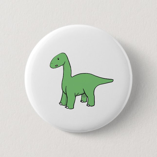 Niedlicher grüner Brontosaurus Button (Vorderseite)