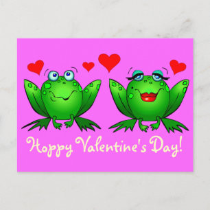 Niedlicher Grüner Cartoon Frogs Hoppy Valentinstag Feiertagspostkarte