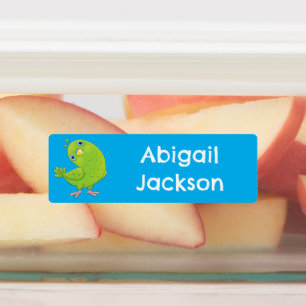 Niedlicher, grüner Cartoon mit Parkett personalisi Etiketten