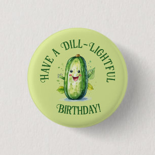 Niedlicher Grüner Cartoon Pickle Geburtstag Button