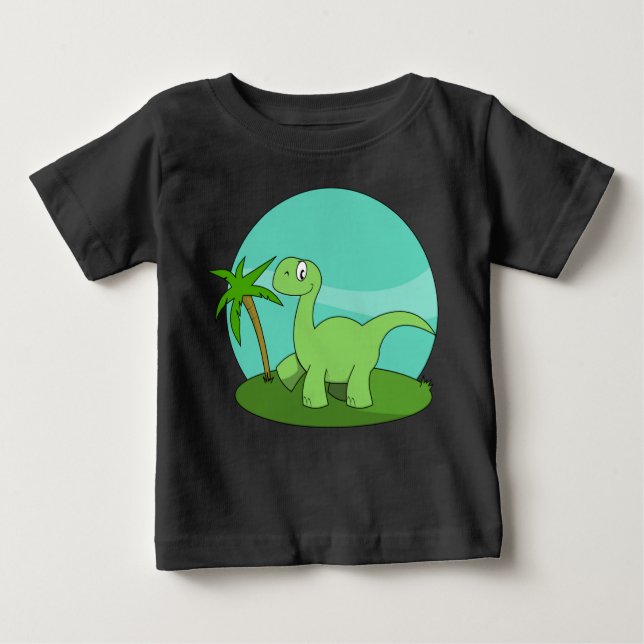 Niedlicher grüner Dinosaurier Baby T-shirt (Vorderseite)