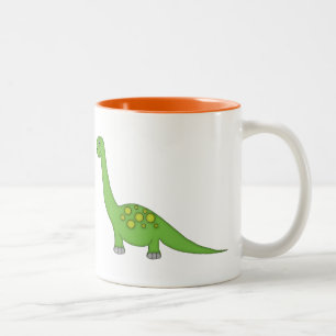 Niedlicher grüner Dinosaurier+Personifizieren Sie Zweifarbige Tasse