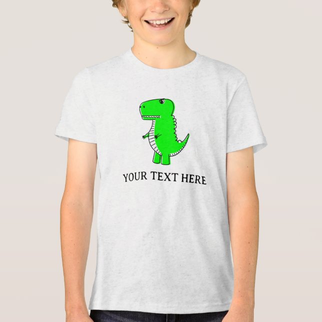 Niedlicher grüner Dinosaurier Zeichne benutzerdefi Tri-Blend Shirt (Vorderseite)
