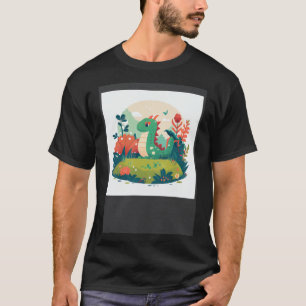 Niedlicher Grüner Drache im Gartenwald T-Shirt