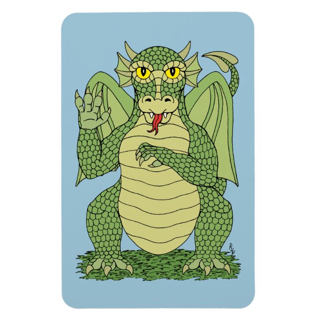 Niedlicher Grüner Drache Magnet (Vertikal)