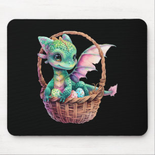 Niedlicher Grüner Drache Ostereier Jagd Eier Korb  Mousepad