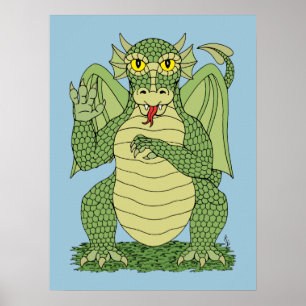 Niedlicher Grüner Drache Poster
