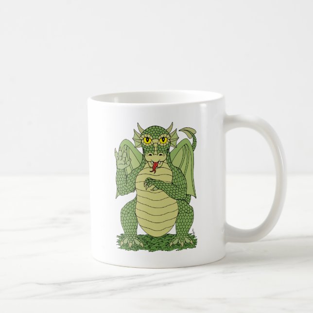 Niedlicher Grüner Drache Tasse (Rechts)