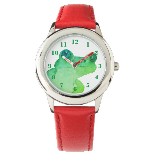 Niedlicher Grüner Frosch Armbanduhr (Vorderseite)